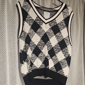 RVCA Women's V-Neck Sweater Vest in Black and White